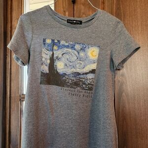Kandy Kiss Gray Van Gogh Starry Night Kids Tee